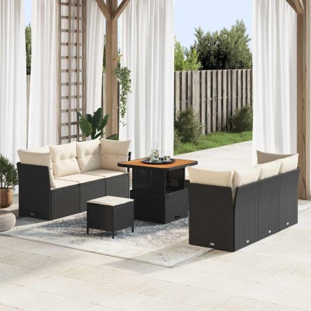 Conjunto de sofá de jardín 9 pcs Negro ratán sintético en Sofás de exterior | Comprar online en Foru.es