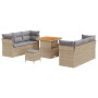 Conjunto de sofá de jardín 9 pcs Beige ratán sintético en Sofás de exterior | Comprar online en Foru.es
