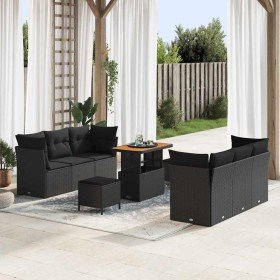 Conjunto de sofá de jardín 9 pcs Negro ratán sintético en Sofás de exterior | Comprar online en Foru.es