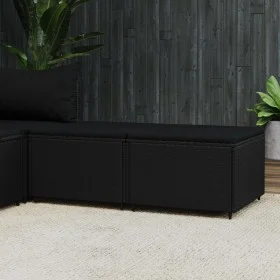 Reposapiés de jardín con cojines 2 uds ratán sintético negro de vidaXL, Otomanas de exterior - Ref: Foro24-319789, Precio: 65...
