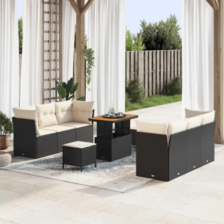Conjunto de sofá de jardín 9 pcs Negro ratán sintético en Sofás de exterior | Comprar online en Foru.es