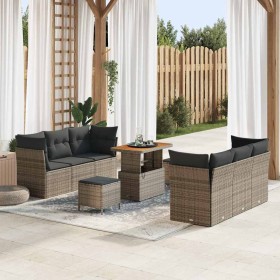 Conjunto de sofá de jardín 9 pcs Gris ratán sintético en Sofás de exterior | Comprar online en Foru.es