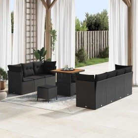 Conjunto de sofás de jardín 10 pcs Negro ratán sintético en Sofás de exterior | Comprar online en Foru.es