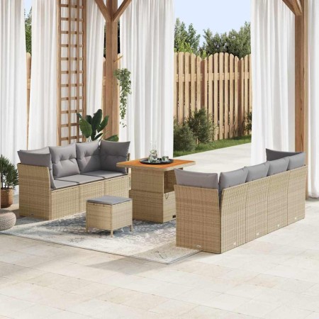 Conjunto de sofás de jardín 10 pcs Beige ratán sintético en Sofás de exterior | Comprar online en Foru.es