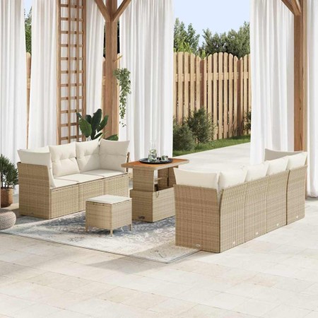 Conjunto de sofás de jardín 10 pcs Beige ratán sintético en Sofás de exterior | Comprar online en Foru.es