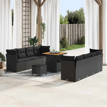 Conjunto de sofás de jardín 11 pcs Negro ratán sintético en Sofás de exterior | Comprar online en Foru.es
