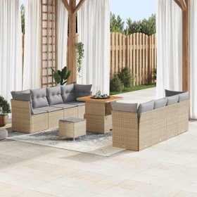 Conjunto de sofás de jardín 11 pcs Beige ratán sintético en Sofás de exterior | Comprar online en Foru.es