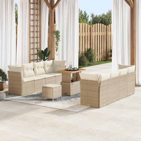 Conjunto de sofás de jardín 11 pcs Beige ratán sintético en Sofás de exterior | Comprar online en Foru.es