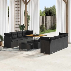 Conjunto de sofás de jardín 11 pcs Negro ratán sintético en Sofás de exterior | Comprar online en Foru.es