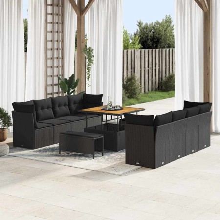 Conjunto de sofás de jardín 11 pcs Negro ratán sintético en Sofás de exterior | Comprar online en Foru.es