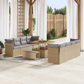 Conjunto de sofás de jardín 11 pcs Beige ratán sintético en Sofás de exterior | Comprar online en Foru.es