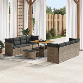 Conjunto de sofás de jardín 11 pcs Gris ratán sintético en Sofás de exterior | Comprar online en Foru.es