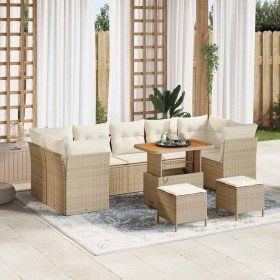 Conjunto de sofás de jardín 10 pcs Beige ratán sintético en Sofás de exterior | Comprar online en Foru.es
