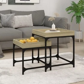 2 oak Sonoma plywood side tables by vidaXL, Coffee table - Ref: Foro24-823283, Price: 52,59 €, Discount: %