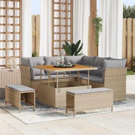Conjunto de sofás de jardín 8 pcs Beige ratán sintético en Sofás de exterior | Comprar online en Foru.es