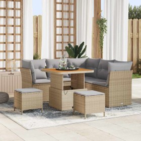 Conjunto de sofás de jardín 8 pcs Beige ratán sintético en Sofás de exterior | Comprar online en Foru.es