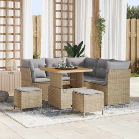 Conjunto de sofás de jardín 8 pcs Beige ratán sintético en Sofás de exterior | Comprar online en Foru.es