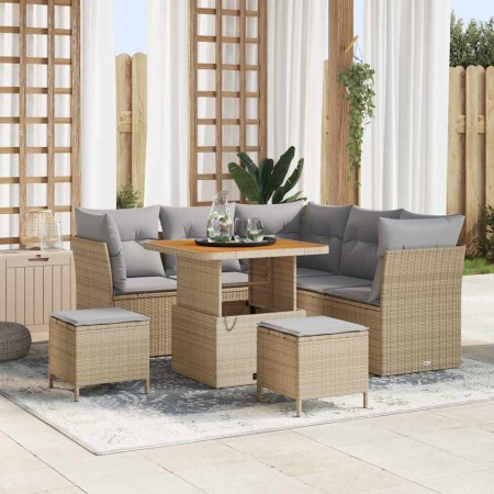 Conjunto de sofás de jardín 8 pcs Beige ratán sintético en Sofás de exterior | Comprar online en Foru.es