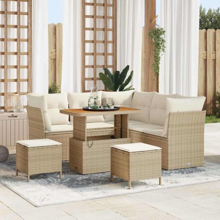 Conjunto de sofás de jardín 8 pcs Beige ratán sintético en Sofás de exterior | Comprar online en Foru.es