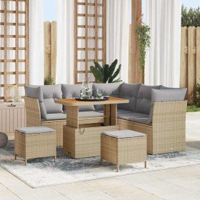 Conjunto de sofás de jardín 8 pcs Beige ratán sintético en Sofás de exterior | Comprar online en Foru.es