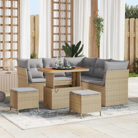 Conjunto de sofás de jardín 8 pcs Beige ratán sintético en Sofás de exterior | Comprar online en Foru.es