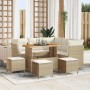 Conjunto de sofás de jardín 9 pcs Beige ratán sintético en Sofás de exterior | Comprar online en Foru.es