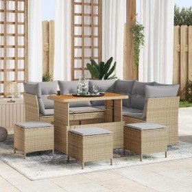 Conjunto de sofás de jardín 9 pcs Beige ratán sintético en Sofás de exterior | Comprar online en Foru.es