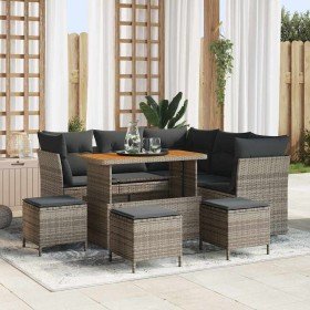 Conjunto de sofás de jardín 9 pcs Gris ratán sintético en Sofás de exterior | Comprar online en Foru.es