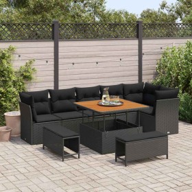 Conjunto de sofás de jardín 9 pcs Negro ratán sintético en Sofás de exterior | Comprar online en Foru.es