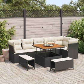Conjunto de sofás de jardín 9 pcs Negro ratán sintético en Sofás de exterior | Comprar online en Foru.es