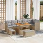 Conjunto de sofá de jardín 9 pcs Beige ratán sintético en Sofás de exterior | Comprar online en Foru.es