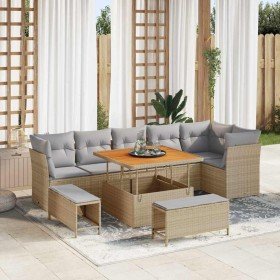 Conjunto de sofá de jardín 9 pcs Beige ratán sintético en Sofás de exterior | Comprar online en Foru.es