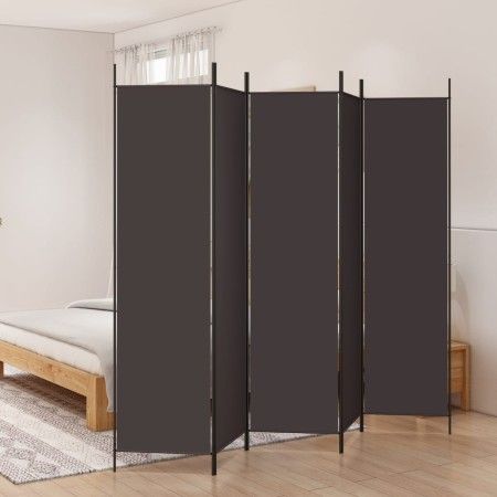Biombo divisor de 5 paneles de tela marrón 250x200 cm de vidaXL, Divisores de ambientes - Ref: Foro24-350187, Precio: 40,64 €...