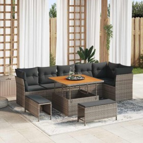 Conjunto de sofás de jardín 9 pcs Gris ratán sintético en Sofás de exterior | Comprar online en Foru.es