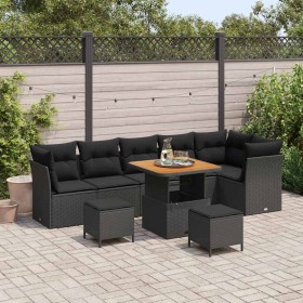 Conjunto de sofás de jardín 9 pcs Negro ratán sintético en Sofás de exterior | Comprar online en Foru.es