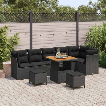 Conjunto de sofás de jardín 9 pcs Negro ratán sintético en Sofás de exterior | Comprar online en Foru.es