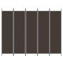 Biombo divisor de 5 paneles de tela marrón 250x200 cm de vidaXL, Divisores de ambientes - Ref: Foro24-350187, Precio: 40,64 €...