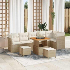 Conjunto de sofás de jardín 9 pcs Beige ratán sintético en Sofás de exterior | Comprar online en Foru.es