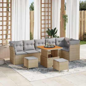 Conjunto de sofás de jardín 9 pcs Beige ratán sintético en Sofás de exterior | Comprar online en Foru.es