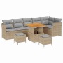 Conjunto de sofás de jardín 9 pcs Beige ratán sintético en Sofás de exterior | Comprar online en Foru.es