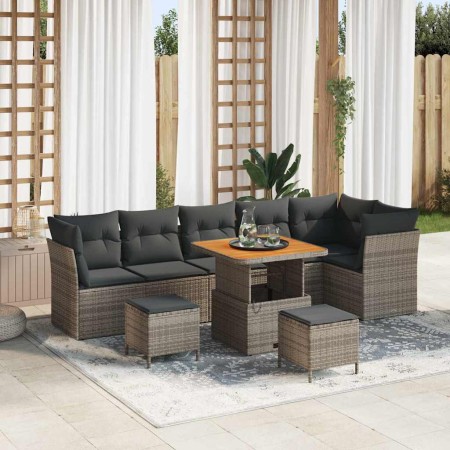 Conjunto de sofás de jardín 9 pcs Gris ratán sintético en Sofás de exterior | Comprar online en Foru.es