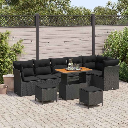 Conjunto de sofás de jardín 9 pcs Negro ratán sintético en Sofás de exterior | Comprar online en Foru.es