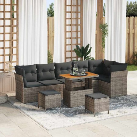 Conjunto de sofás de jardín 9 pcs Gris ratán sintético en Sofás de exterior | Comprar online en Foru.es