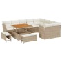 Conjunto de sofá de jardín 12 pcs Beige ratán sintético en Sofás de exterior | Comprar online en Foru.es