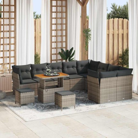 Conjunto de sofá de jardín 12 pcs Gris ratán sintético en Sofás de exterior | Comprar online en Foru.es