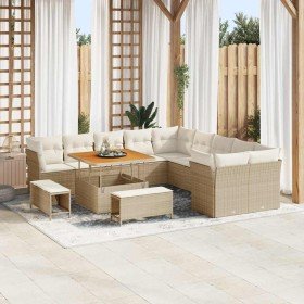 Conjunto de sofás de jardín 13 pcs Beige ratán sintético en Sofás de exterior | Comprar online en Foru.es