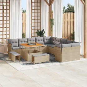 Conjunto de sofás de jardín 13 pcs Beige ratán sintético en Sofás de exterior | Comprar online en Foru.es