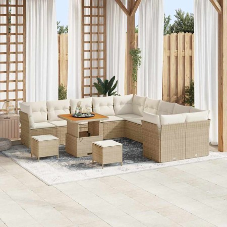 Conjunto de sofás de jardín 13 pcs Beige ratán sintético en Sofás de exterior | Comprar online en Foru.es