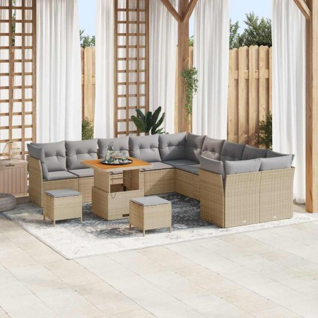 Conjunto de sofás de jardín 13 pcs Beige ratán sintético en Sofás de exterior | Comprar online en Foru.es