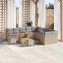 Conjunto de sofás de jardín 13 pcs Beige ratán sintético en Sofás de exterior | Comprar online en Foru.es